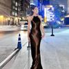 Street-style Satin Halter Dress Summer Sexy Fanny Pack Hip Dress