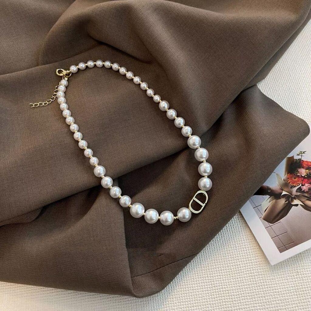 Ожерелье из бусин Cd, женское, легкое, роскошное, простое, милое, цепочка на ключицу, нишевый дизайн, высококачественная цепочка на шею с жемчугом, прилив