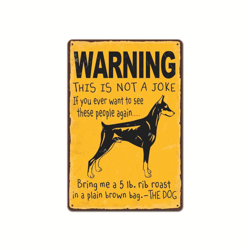 Vintage Tin Art of Courtyard Dog: Garden No - Entry Warning Sign for Home Decoration