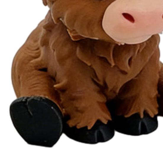 Мини-фигурка милой шотландской коровы, 3D-печать, мультяшная статуэтка сидящего бычка, коллекционный животный орнамент для декора дома, офиса, стола, полки