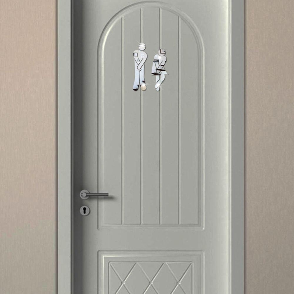 Bathroom Door Wall Art Toilet Wall Stickers Woman & Man Washroom Sign Poster Mirror Surface Decal