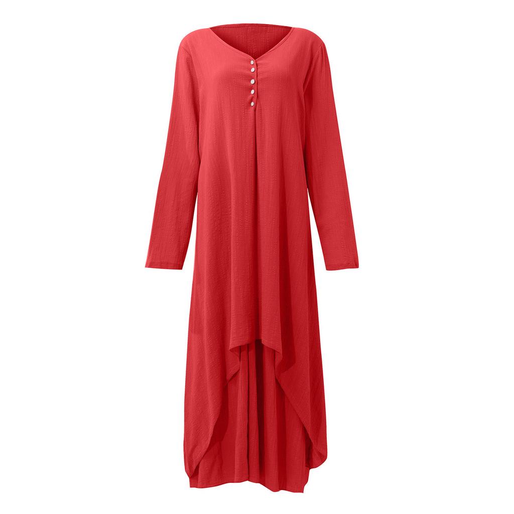 Женское повседневное свободное платье из хлопка и льна с длинным рукавом в стиле бохо, нерегулярное платье