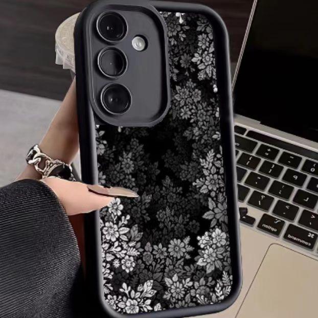 Чехол с черным деревом и белым цветком для Samsung A55, A16, S24 Ultra, S21, S23
