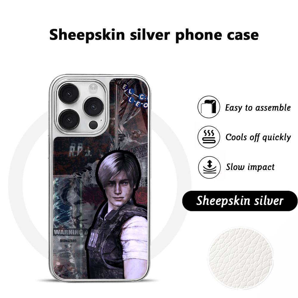 Ада Вонг X Леон горячий игровой плакат Чехол для телефона для iPhone 16 15 14 13 12 11 Pro Max Овечья кожа Серебристый край Защитный чехол