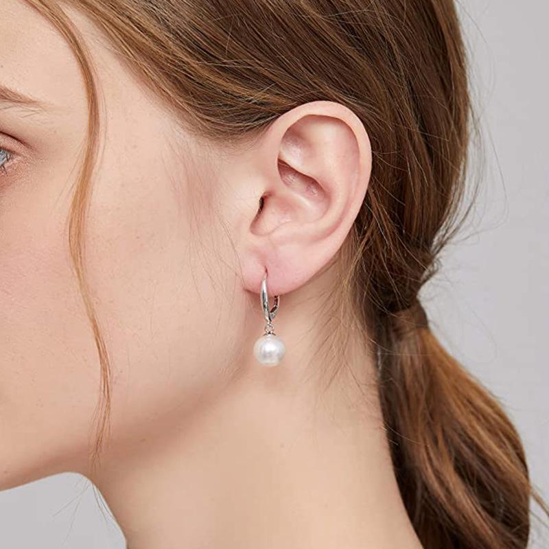 Серебро S925 Европейские и американские каффы с жемчугом-ракушкой - Простые, модные и элегантные французские серьги