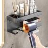 Полка для ванной комнаты, органайзер для хранения косметики, держатель для фена из углеродистой стали, настенная полка для аксессуаров для ванной комнаты с крючком для чашки