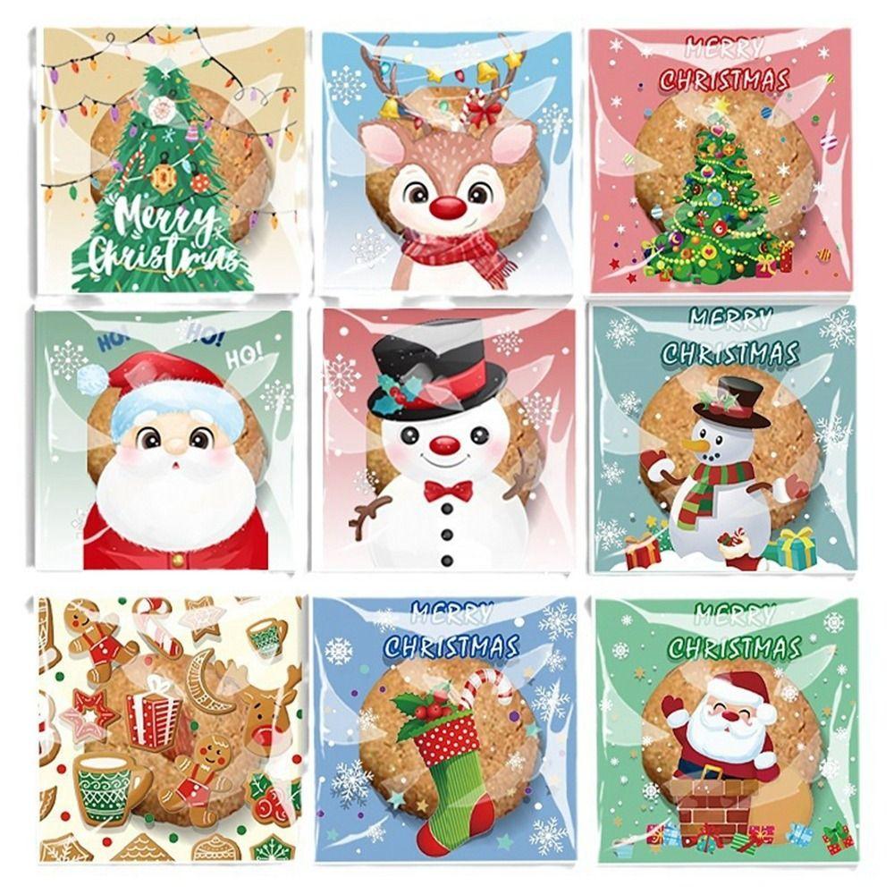 50/100pcs OPP Christmas Candy Bag DIY Packaging Bag New Sugar Cookies Bag Christmas