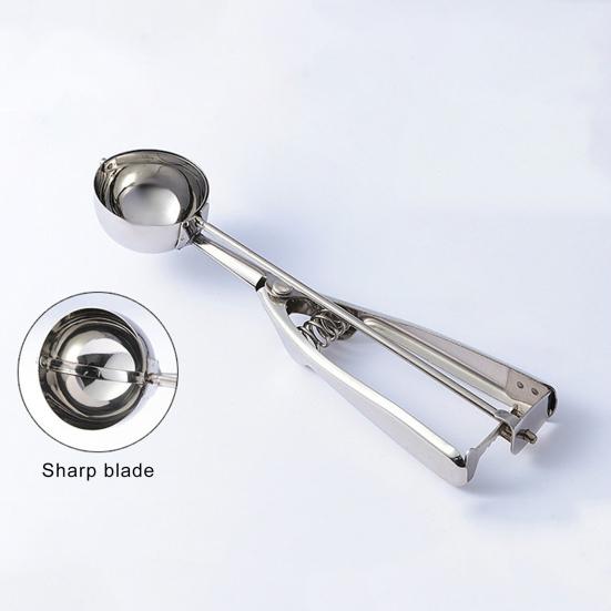 3Pcs/Set Stainless Steel Ice Cream Ball Spoon Non-stick Anti-freeze Ergonomic Spring Handle Dishwasher Safe Heavy Duty Fruit Scoop Kitchen Supplies