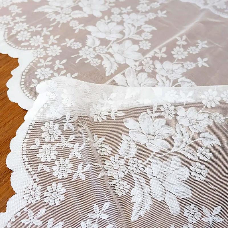 1 шт. прозрачные кружевные вышитые короткие шторы для карниза с карманом на верхнее окно, треугольная марля, домашний декор в деревенском стиле, жаккардовые цветы