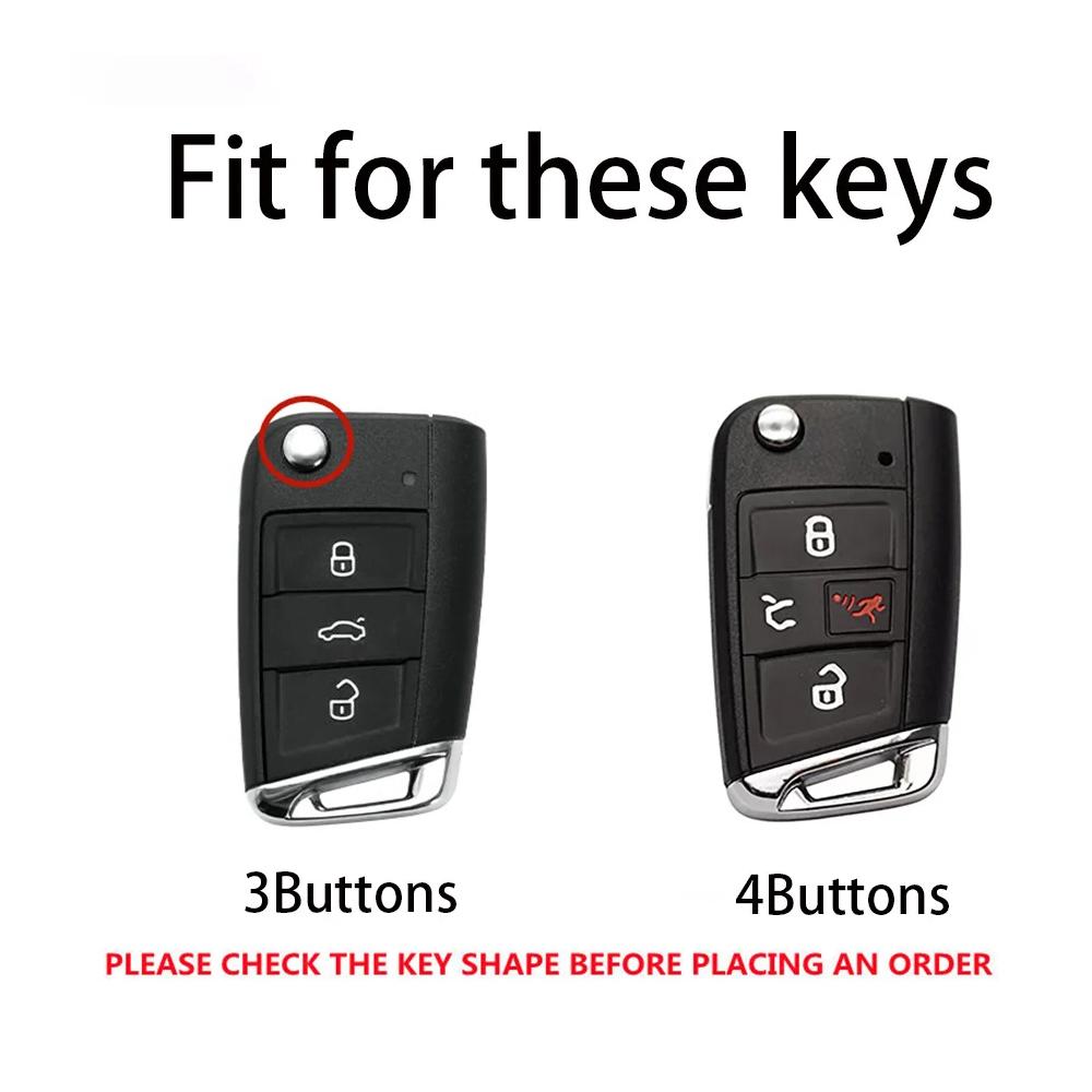 For Vw Volkswagen Golf 7 Mk7 Tiguan Mk2 T-Roc T-Cross Skoda Octavia Kodiaq Karoq Seat Ateca Leon Fob Abs Carbon Key Case Cover