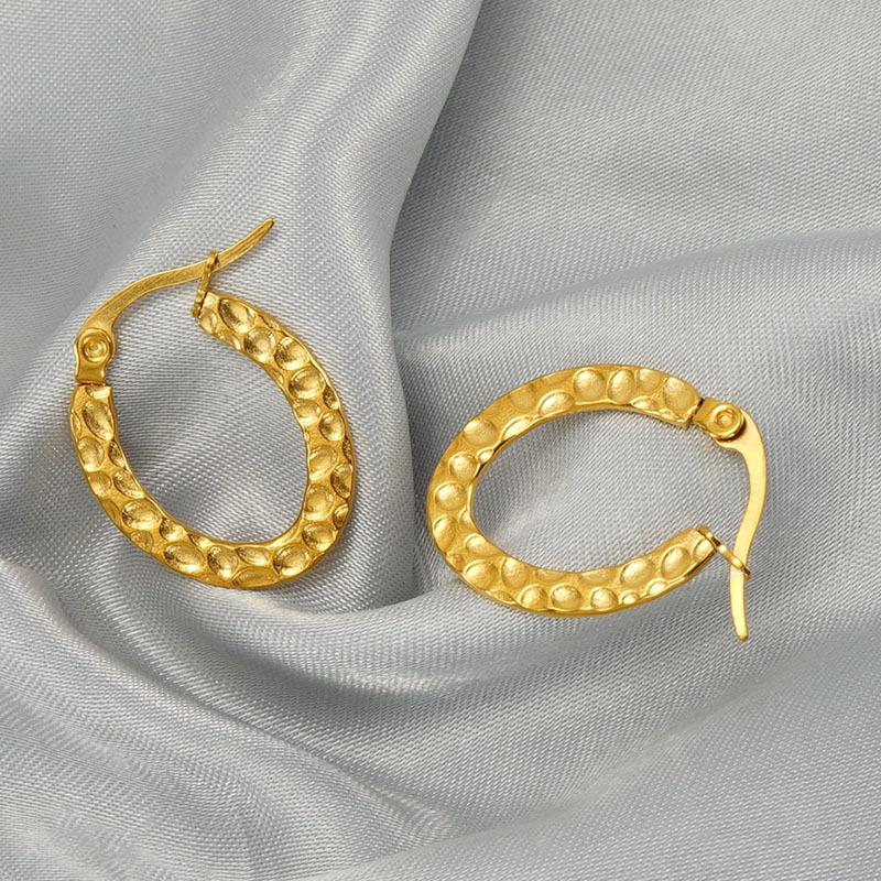 Новые модные серьги из нержавеющей стали, овальные, рельефные, классический дизайн, универсальные серьги, ювелирные изделия из титановой стали