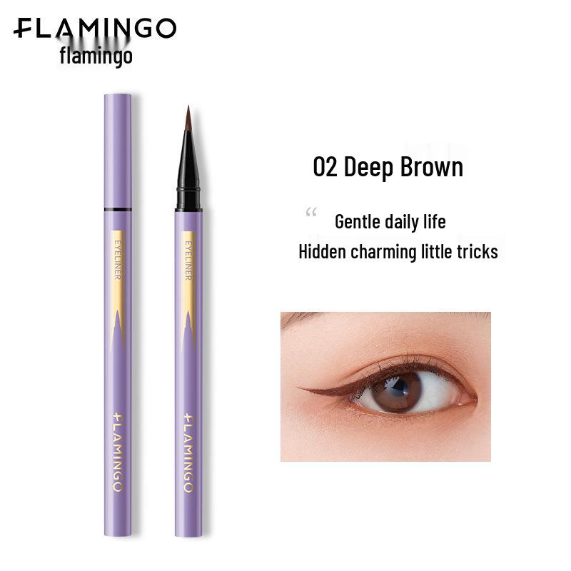 Flamingo Fine Essence Long-Lasting Sweat-Proof Eyeliner Pen - Black/Brown, Soft Tip