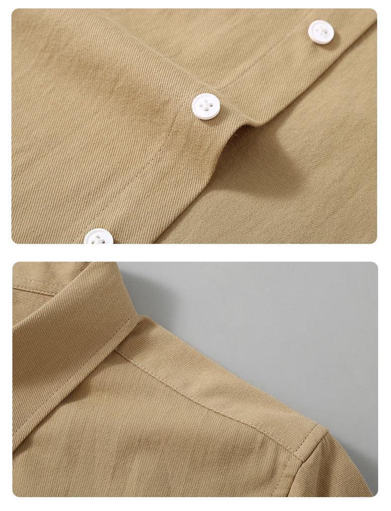 Мужская летняя белая повседневная хлопковая рубашка с двойным карманом