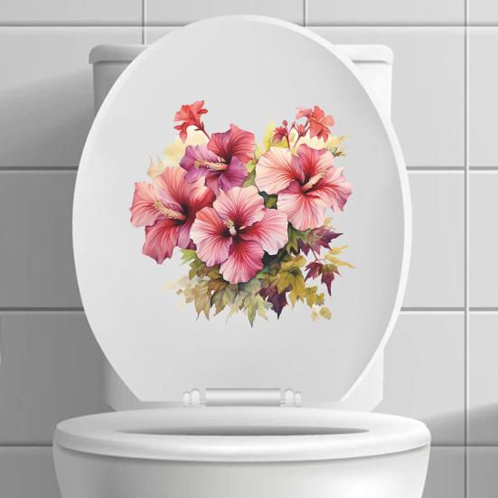 Наклейка на унитаз яркий цвет изысканный цветочный узор наклейка на крышку унитаза для украшения ванной комнаты дома