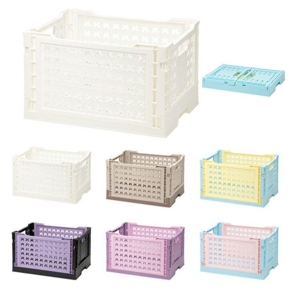 Collapsible Foldable Storage Basket 6 Colors Sundries Storage Bin Plastic Crate Box  Makeup Jewelry