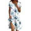 Short Sleeve Boho Dress For Women Casual Loose Fit Summer Sundress Floral Print Dress With Pockets