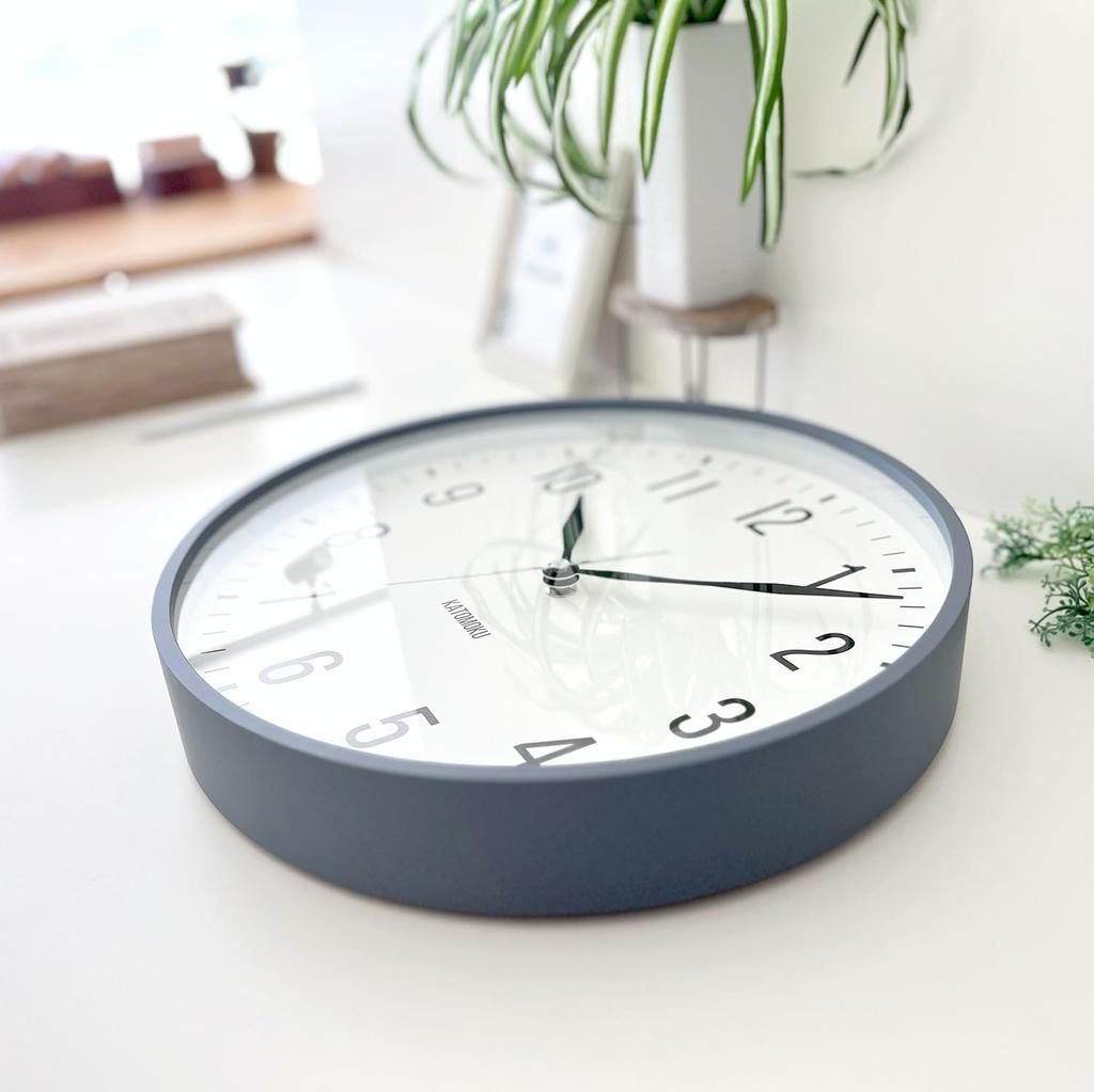 KATOMOKU plywood clock 19, gray, km-111GRRC, wall clock with continuous second hand, 30.4cm diameter (radio-controlled clock)