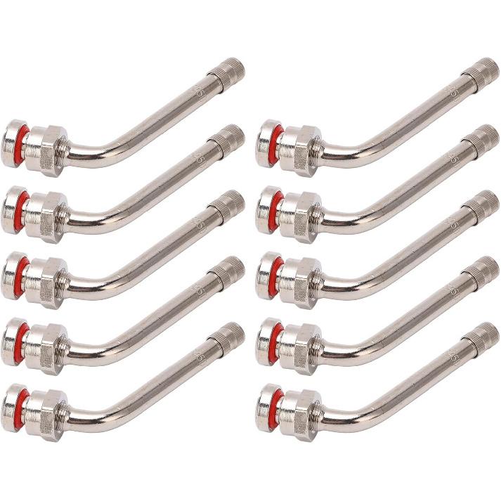 TR545D Truck Valve Stem - (Pack Of 10) 60 Degree Bend Valve Stem, Truck Tire Valve Stems Compatible With Alcoa Aluminum Wheels (22.5" And 24.5")