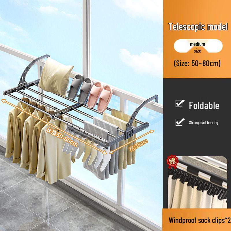 Выдвижная сушилка для белья на балкон: Рейка для окон, радиаторов и обуви для перил.