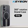 KEYSION 360 Скрытая Металлическая Подставка Магнитный Чехол для Magsafe для iPhone 17 Pro Max Air Прозрачный Матовый Ударопрочная Задняя Крышка Телефона