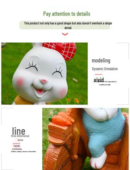 Садовая декорация 'Мультяшный кролик' для улицы - Скульптура животного в цветочном горшке для детских садов и дворов