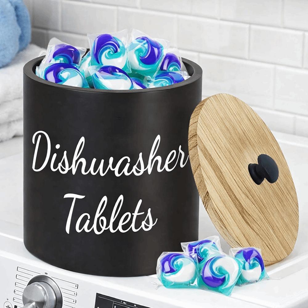 Wide Opening Dishwasher Pod Container Round Kitchen Storage Box Laundry Pods Container Apartment