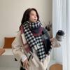 Imitation Cashmere Scarf, Women's Autumn and Winter Fashion Double-sided Plaid Scarf, Student Thickened Warm Shawl, Gift Scarf