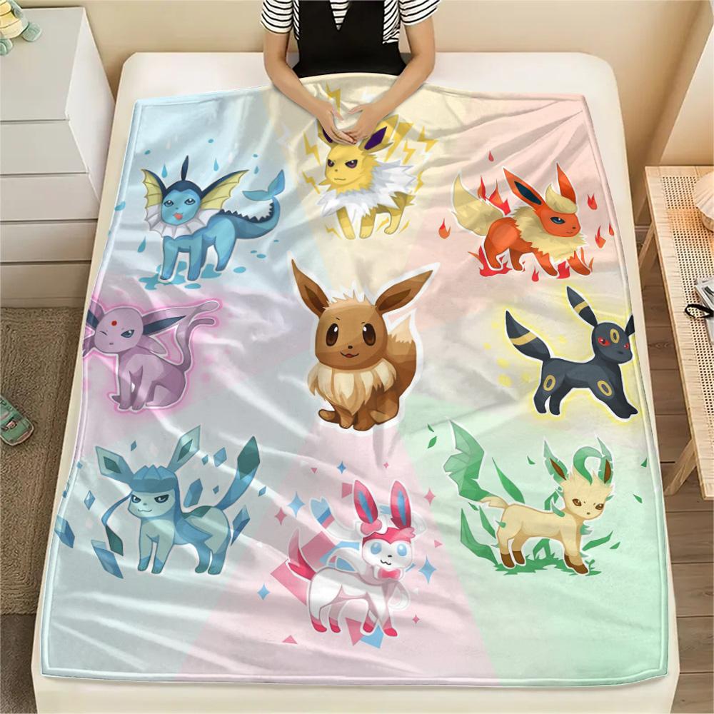 Pokémon Combination Print Flannel Blanket, High quality Comfortable for All Seasons, Home Decor, Warmth and Comfort
