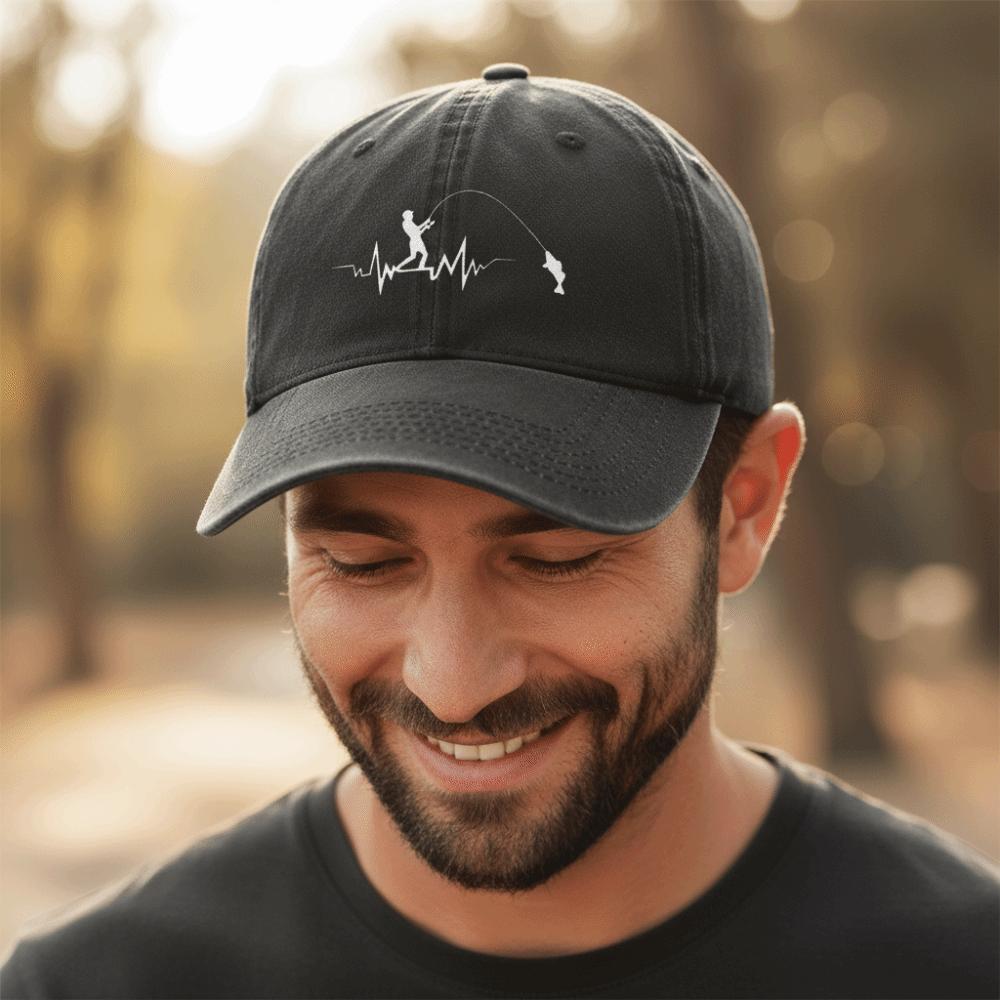 Fashion Fishing Pattern Design Embroidery Baseball Cap Visor Adjustable Peaked Cap Washed Cotton Baseball Hats For Man Women