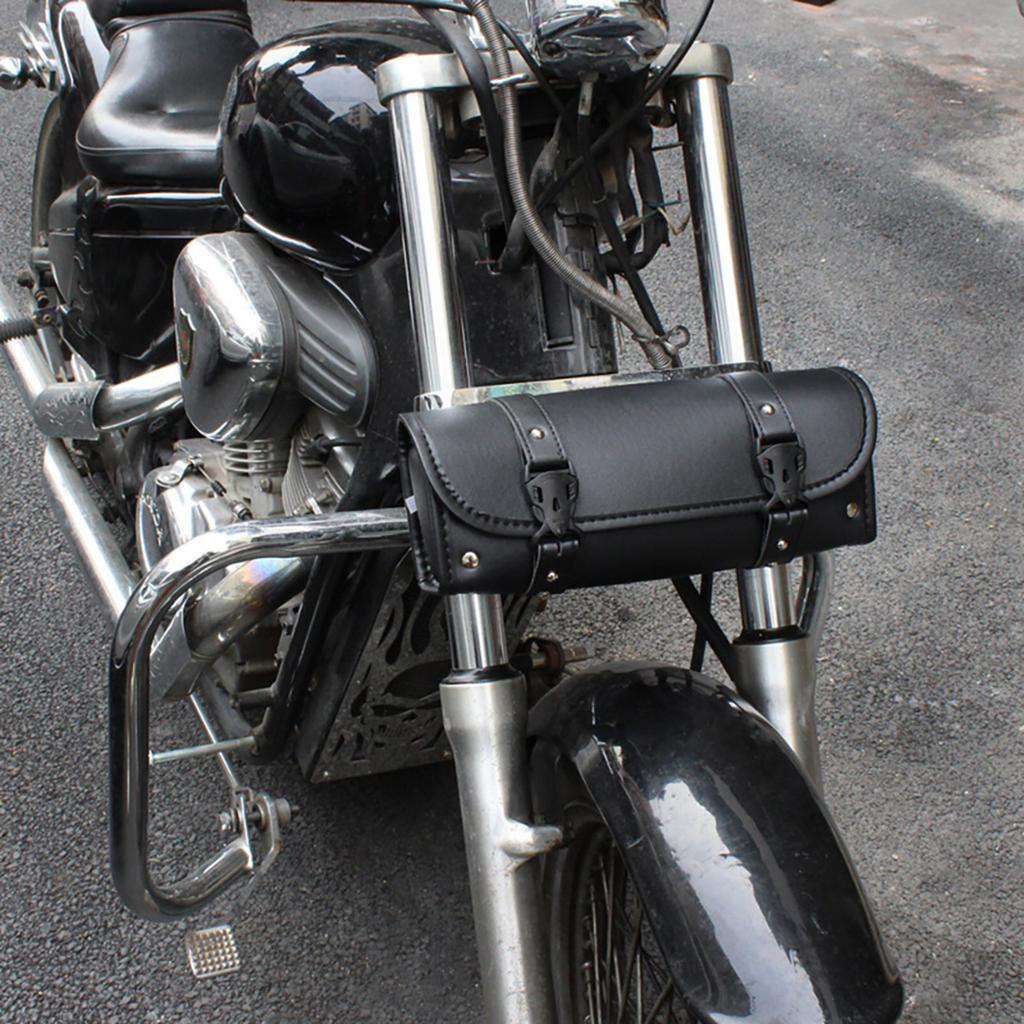Motorcycle Tools Bag Barrel Shape Motorcycle Front Bag Black Waterproof Saddlebags Motorcycle Riding Bag