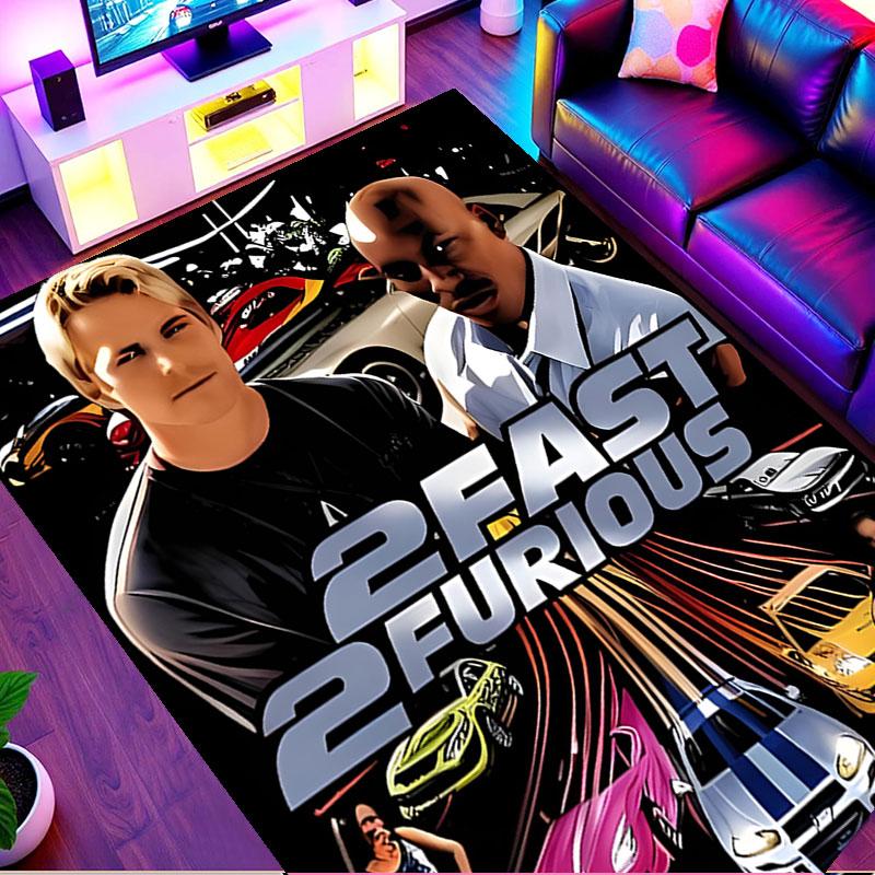 Fast & Furious Print Rug, Washable Floor Carpet, For Entryway Dorm Laundry Room Office Study, Home Decor Birthday Christmas Gift