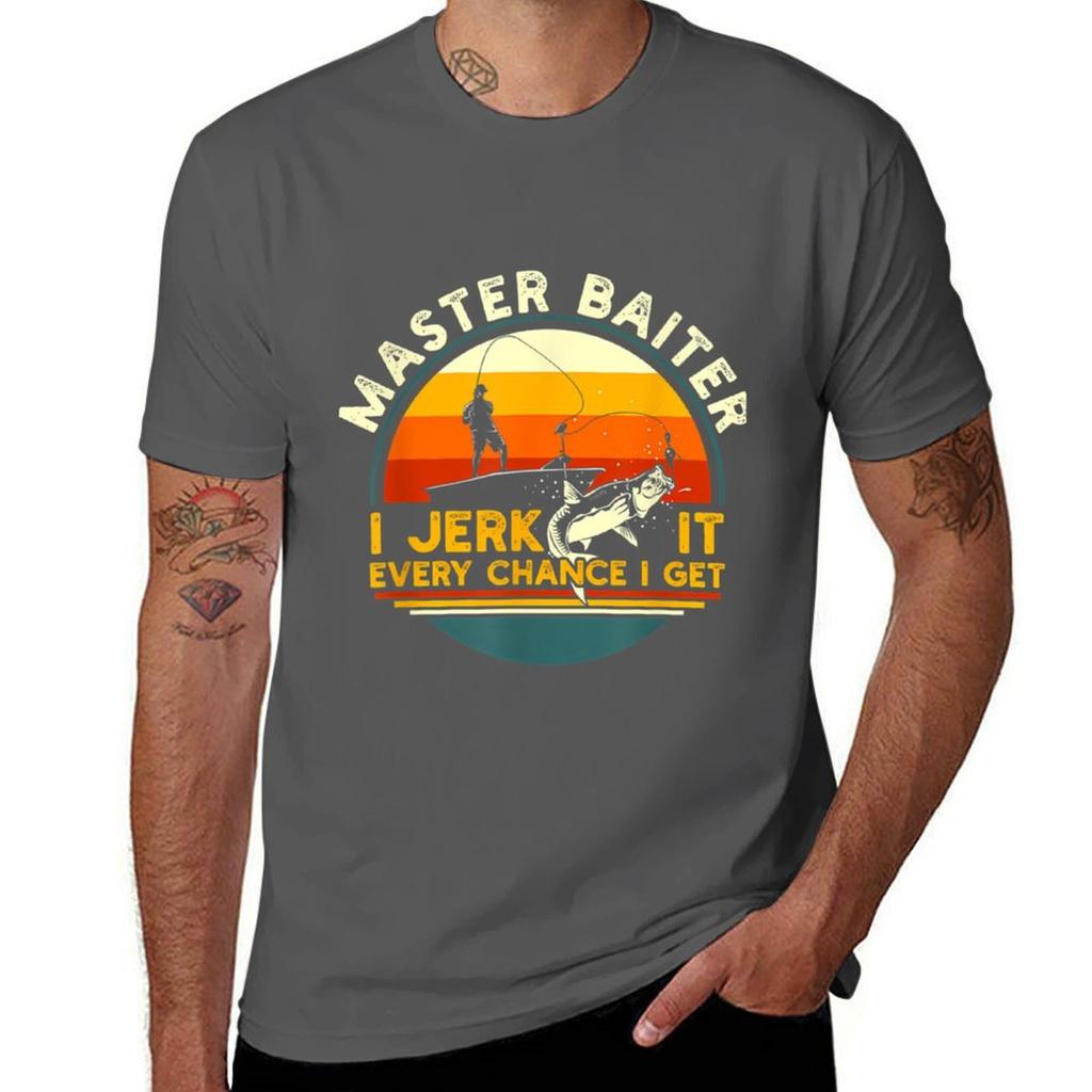 Master Baiter Im Always Jerking My Rod For A Fishing Lovers Tshirt Daily Wear Plain Short Sleeve Shirt