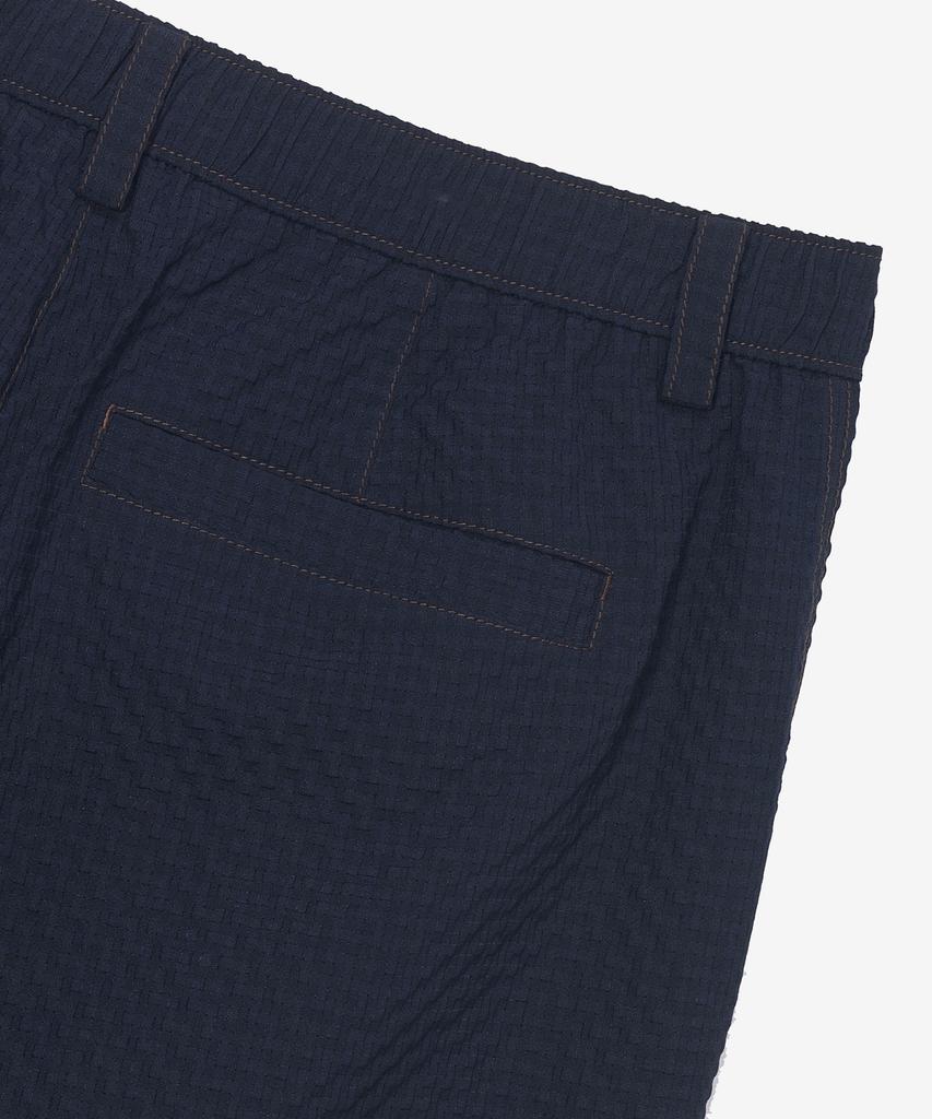 MINDBRIDGE [Couture] Relaxed Fit Seersucker Full Elastic Waist Navy Half Pants