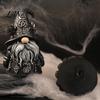 Halloween Themed Gnome Decor Gothic Resin Figurine, Dark Faceless Wizard Doll for Unique Outdoor Witchy Desk Shelf, Spooky Home Ornament, Trick
