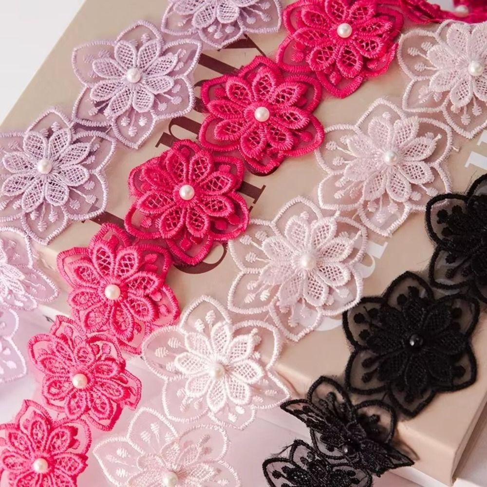 Beaded Decoration Flower Pearl Lace Double-Layer Floral Trim Floral Applique Wedding Dress