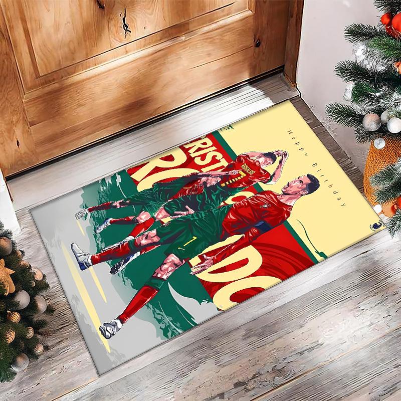 football Printed Flannel Area Rug Non Slip Soft Polyester Floor Carpet Indoor Decor Mat for Bedroom Living Room Sofa