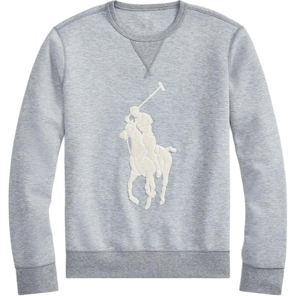 Polo Ralph Lauren FW23 Big Pony Pattern Velour Embroidered Crew Neck Long Sleeve Sweatshirt Men Sweatshirt Gray MNPOKNI16820035-020