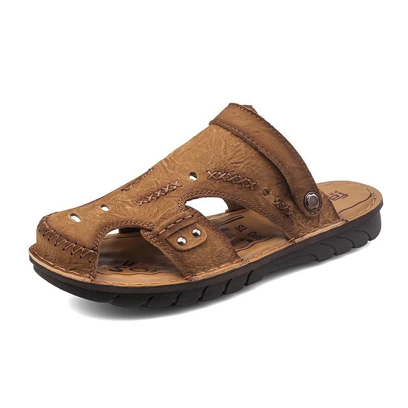 Genuine Leather Sandals for Men Summer Sandals Casual Shoes Breathable Men Sendel New Fashion Mens Beach Sandals Sandale Homme