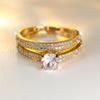 White Zircon Engagement Ring Sets Luxury Crystal Round Stone Double Rings For Women Vintage Gold Color Wedding Band Boho Jewelry