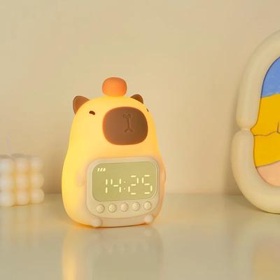 Милый мультяшный капибара силиконовый ночник перезаряжаемый цифровой будильник светодиодный ночник сенсорный повтор всегда включенные настольные часы