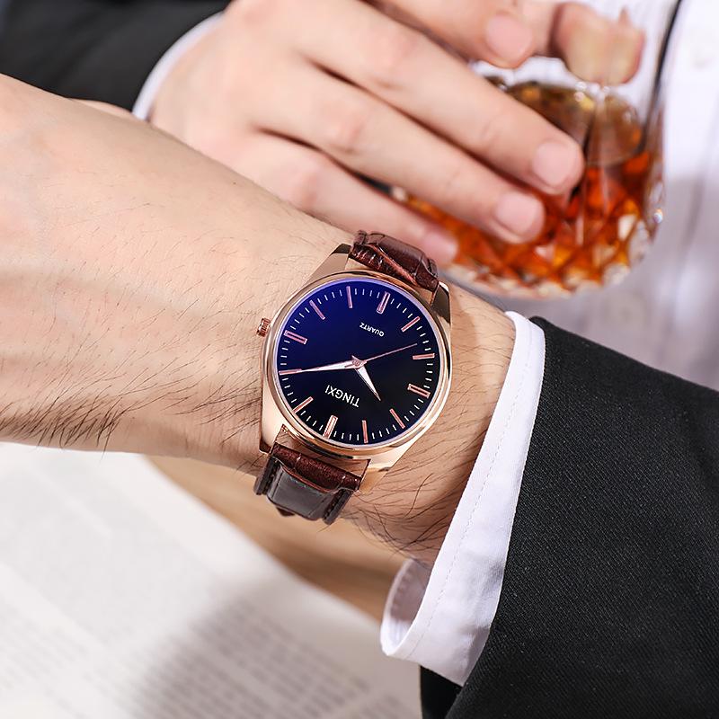 Модные мужские часы унисекс с кожаной полоской, темпераментные повседневные кварцевые наручные часы, простые мужские часы, автоматические немеханические часы для мужчин