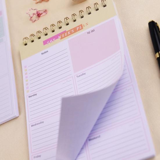 Блокнот-планировщик на неделю с 52 листами без даты в спиральном переплете. Настольный блокнот-еженедельник для личного пользования.