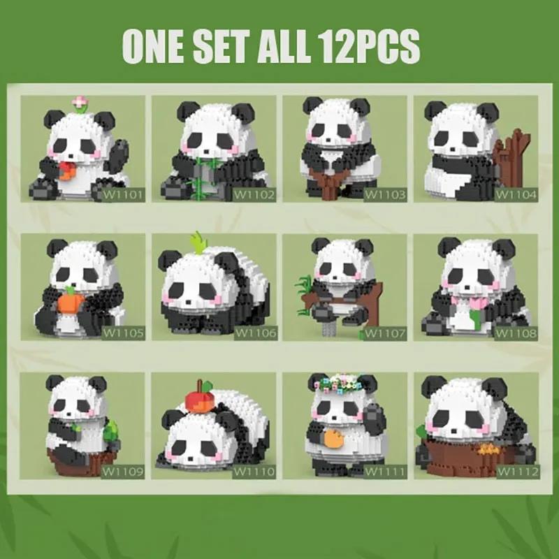 Mini Cute Creative Panda Micro Building Blocks 3D Diamond Model Animals Bricks DIY City Construction Toys for Children Kids Gift
