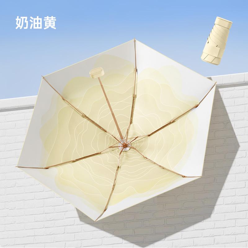 50% Off Hand-opened Mini Sun Umbrella Sunscreen Parasol Small Gold Flat Umbrella Gold Glue Thumb Umbrella Folding Pocket Umbrella