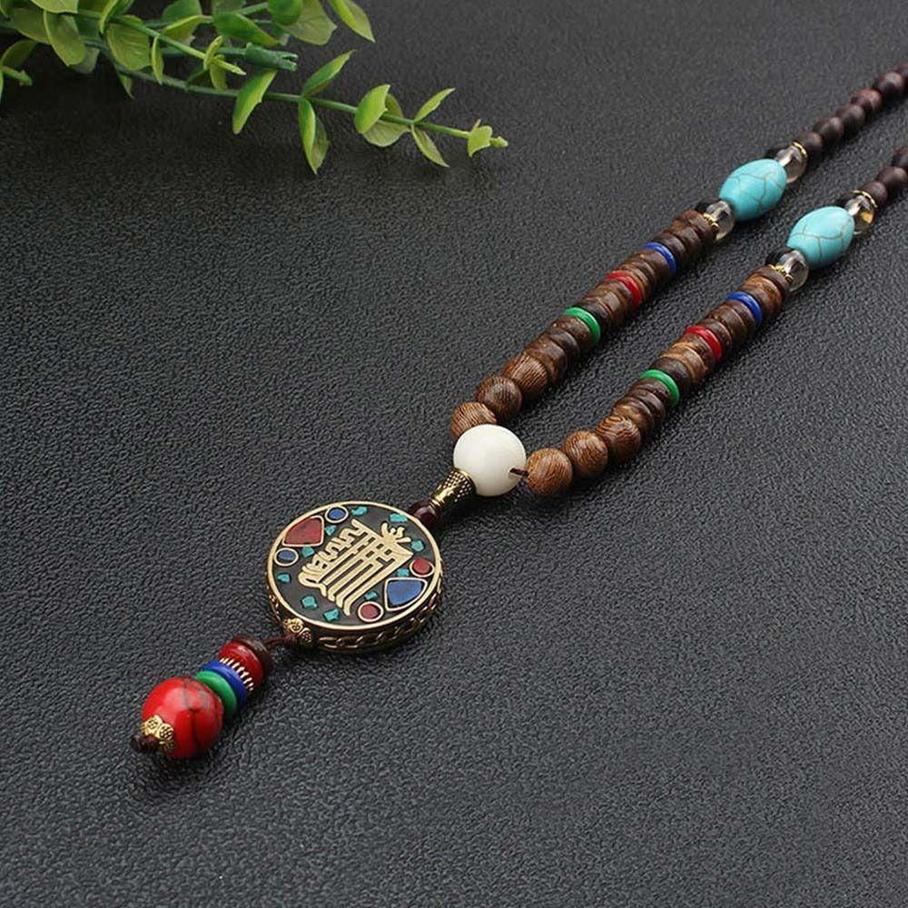 Ручная работа Непальские буддийские бусины Мала кулон ожерелье этнические деревянные длинные ювелирные изделия аксессуары