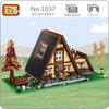 LOZ 1037 City Architecture Triangle Wooden House Villa Garden Tree Flower 3D Mini Blocks Bricks Building Toy No Box