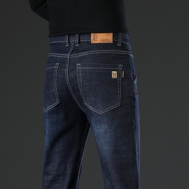 Мужские свободные прямые джинсы из бархата с высокой талией — удобные, качественные зимние брюки для мужчин среднего возраста