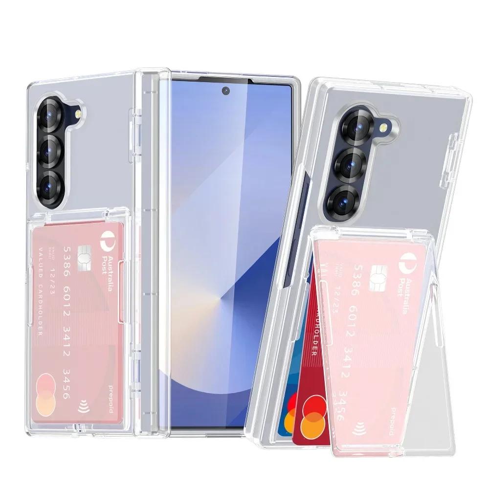 Роскошный чехол-книжка с подставкой для Samsung Galaxy Z Fold 7 6 Fold7 Fold6 5G, складной кронштейн, матовая крышка с держателем для карт