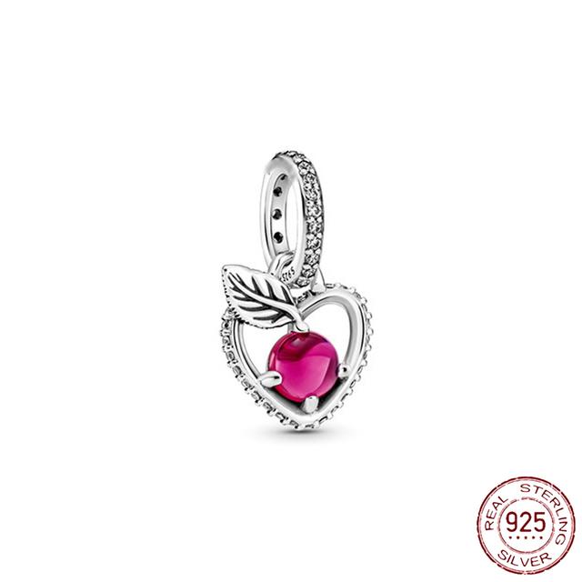 New 925 Sterling Silver Rose Girl Boy Pink Sparkle Spacer Clip Charm Bead Fit Original Fashion Bracelet DIY Jewelry for Women