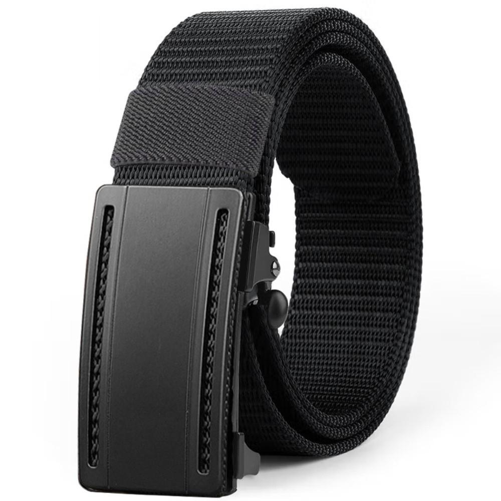 Solid Color Men Nylon Belt Zinc Zinc Alloy Sturdy Cloth Belt Adjustable Cloth Waistband Boys